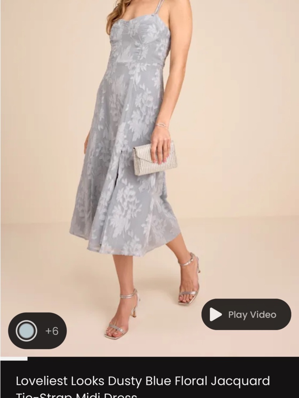 Lulus Dusty Blue Floral Jacquard Midi Dress Semi-Formal Sleeveless Sweetheart XS